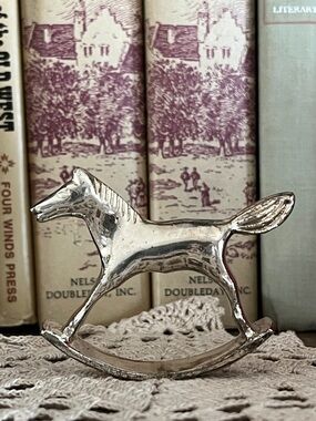 Vintage Primitive Silver-Tone Rocking Horse Miniature Figurine
